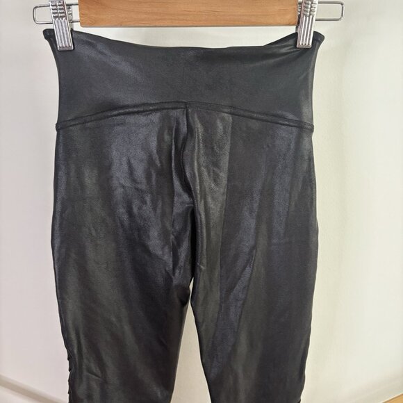 Spanx Black Faux Leather Moto Leggings Small 20136R - Picture 7 of 10